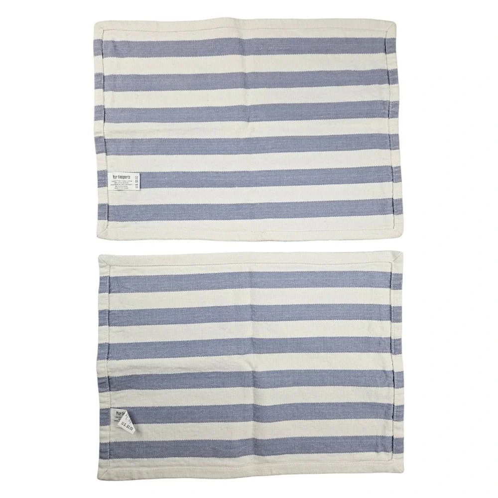 Pier 1 Imports Set of 2 100% Cotton Placemats 13x19 Canvas Striped Made in India